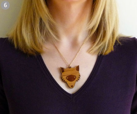 Fox wooden brooch, The Curious Pancake Fox wooden brooch, The Curious Pancake